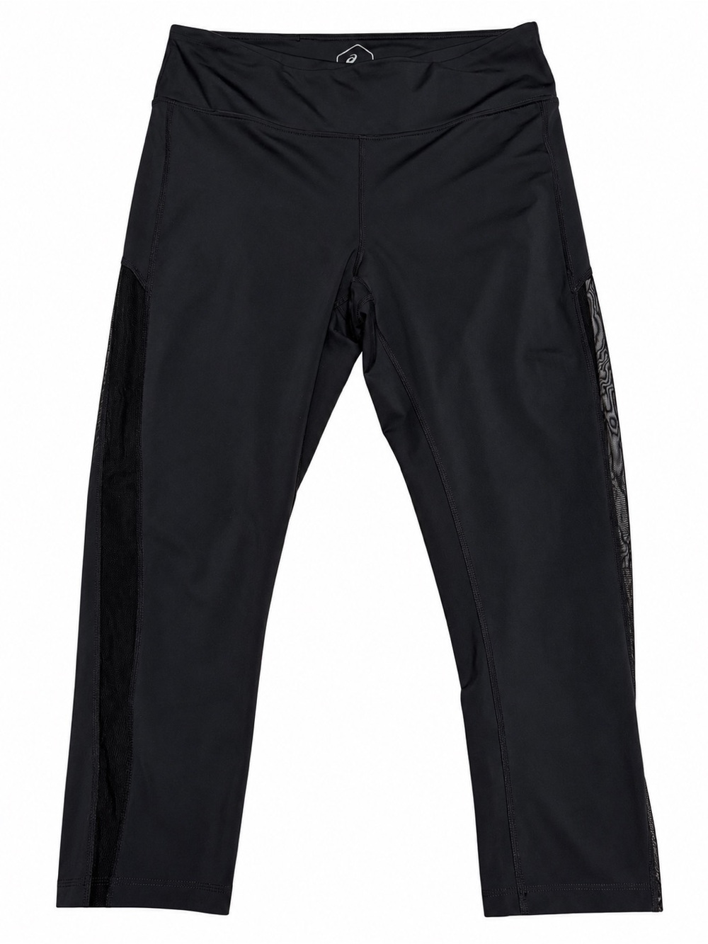 Asics Black Mesh-Panel Cropped Leggings